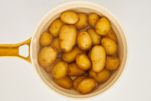 Potatoes in a pot.