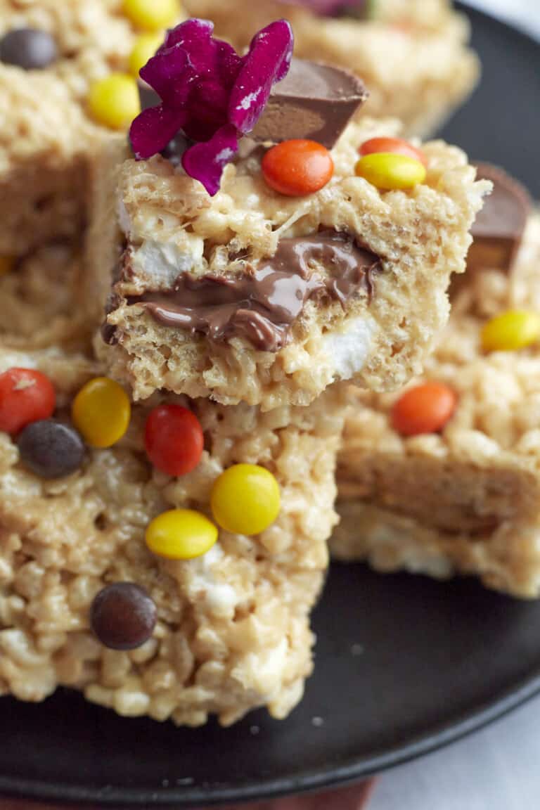 Chocolate Peanut Butter Rice Krispie Treats - Food Dolls