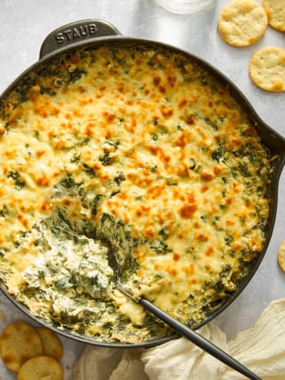 Creamy spinach and artichoke dip.