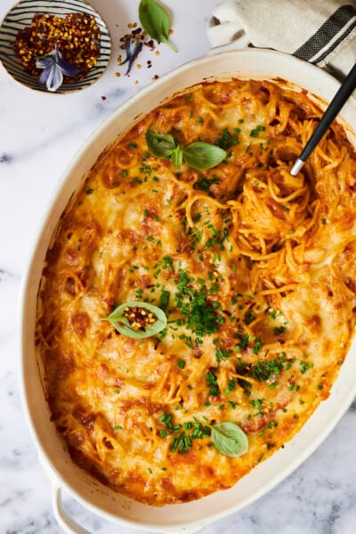 The Best Oven Baked Spaghetti - Food Dolls