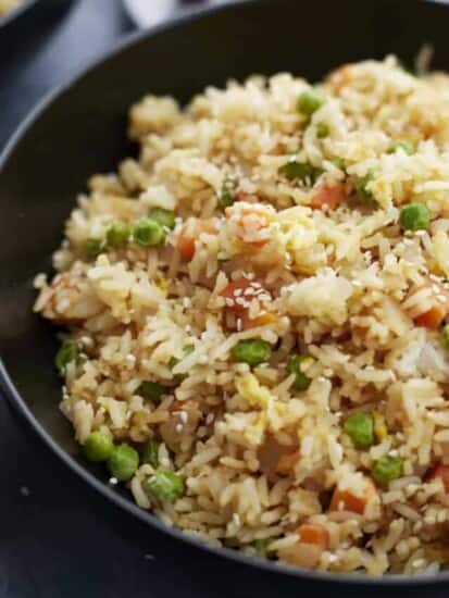 close up image of wok egg fried rice