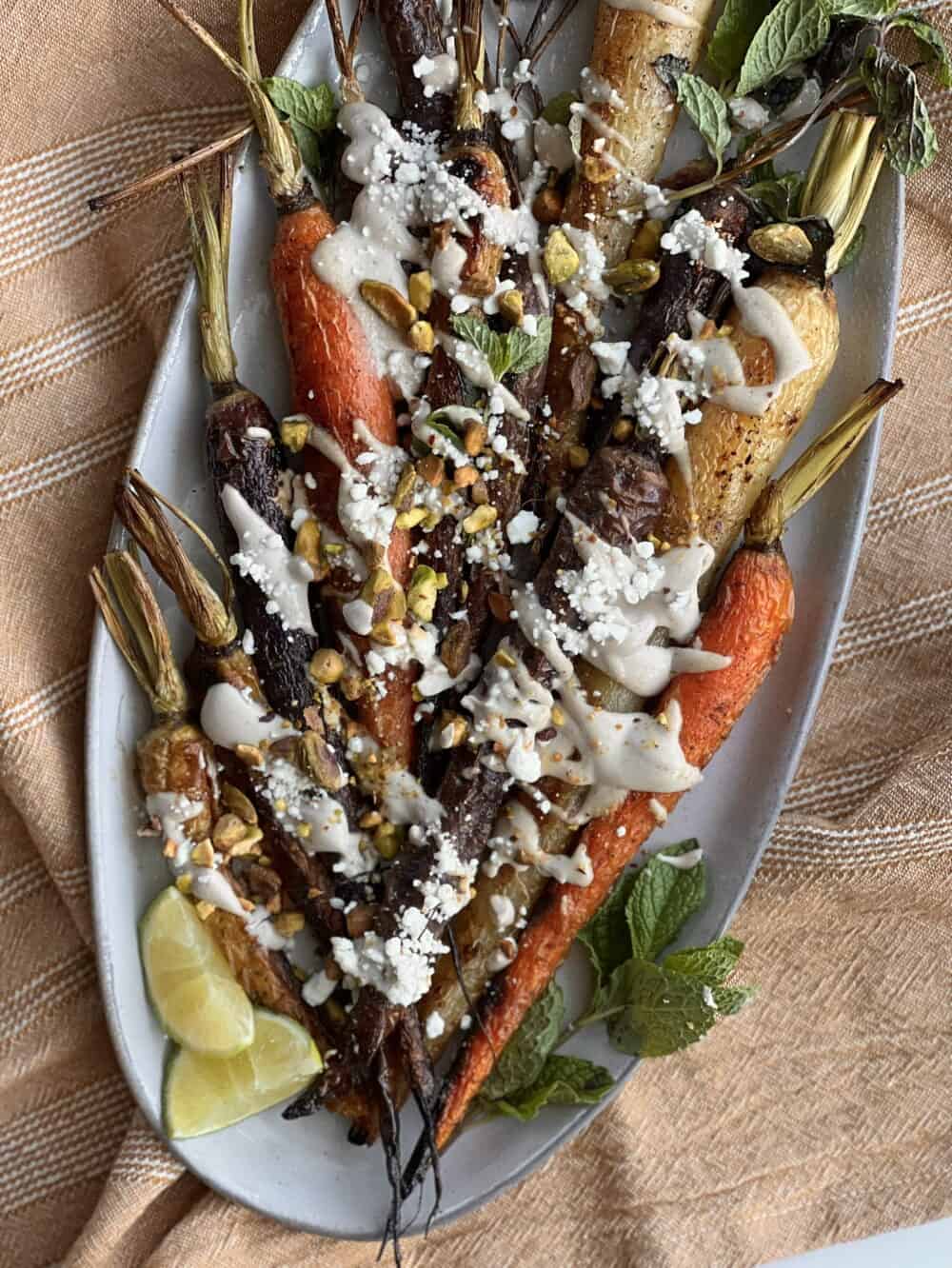 Oven Roasted Whole Carrots with Tahini Dressing - Food Dolls