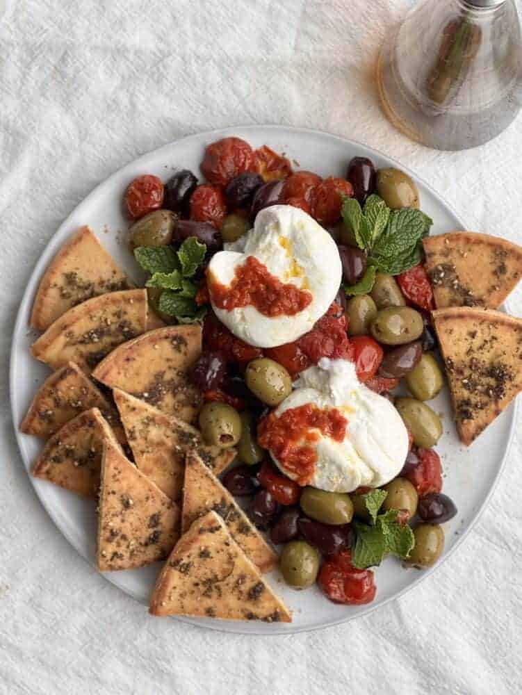 Burrata Appetizer with Garlic Olive Oil - Midwest Foodie