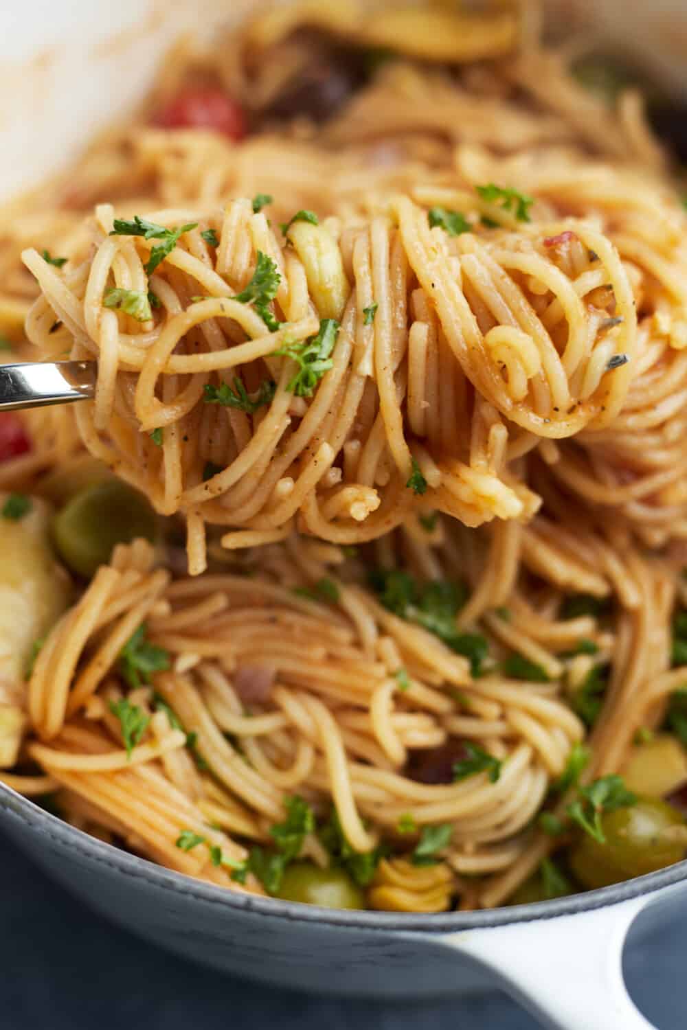 One Pot Greek Spaghetti