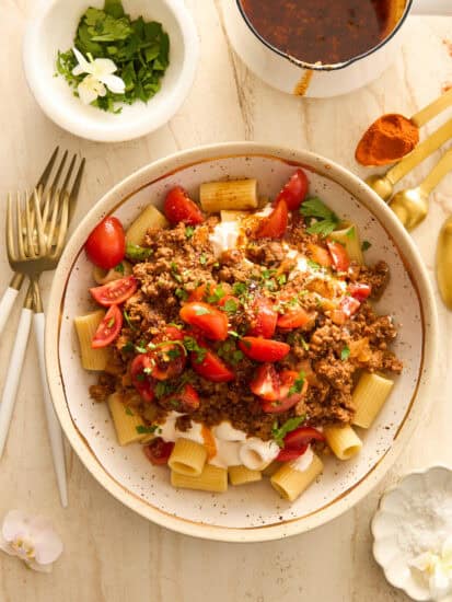 A plate of Turkish pasta.