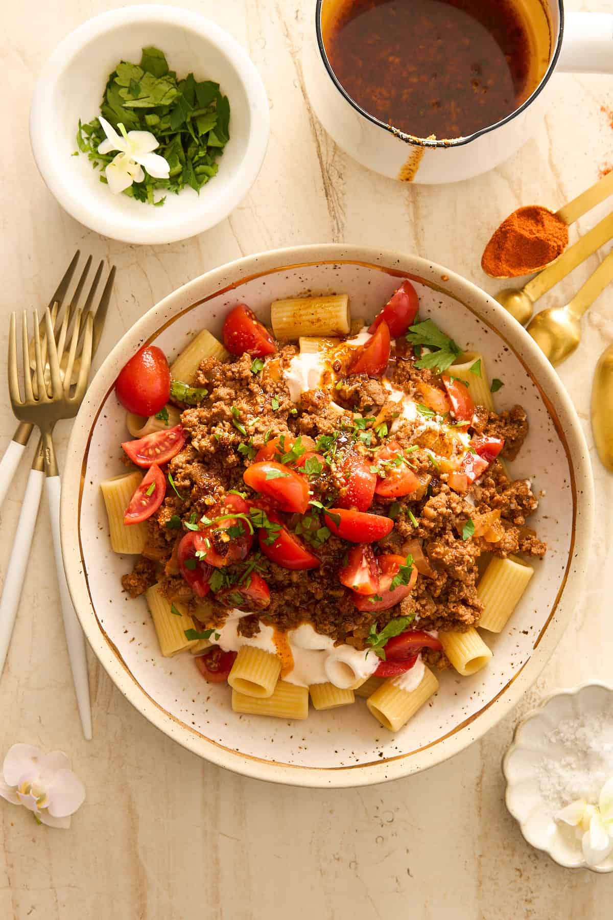 A plate of Turkish pasta.