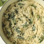 pot of creamy orzo pasta