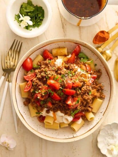 A plate of Turkish pasta.