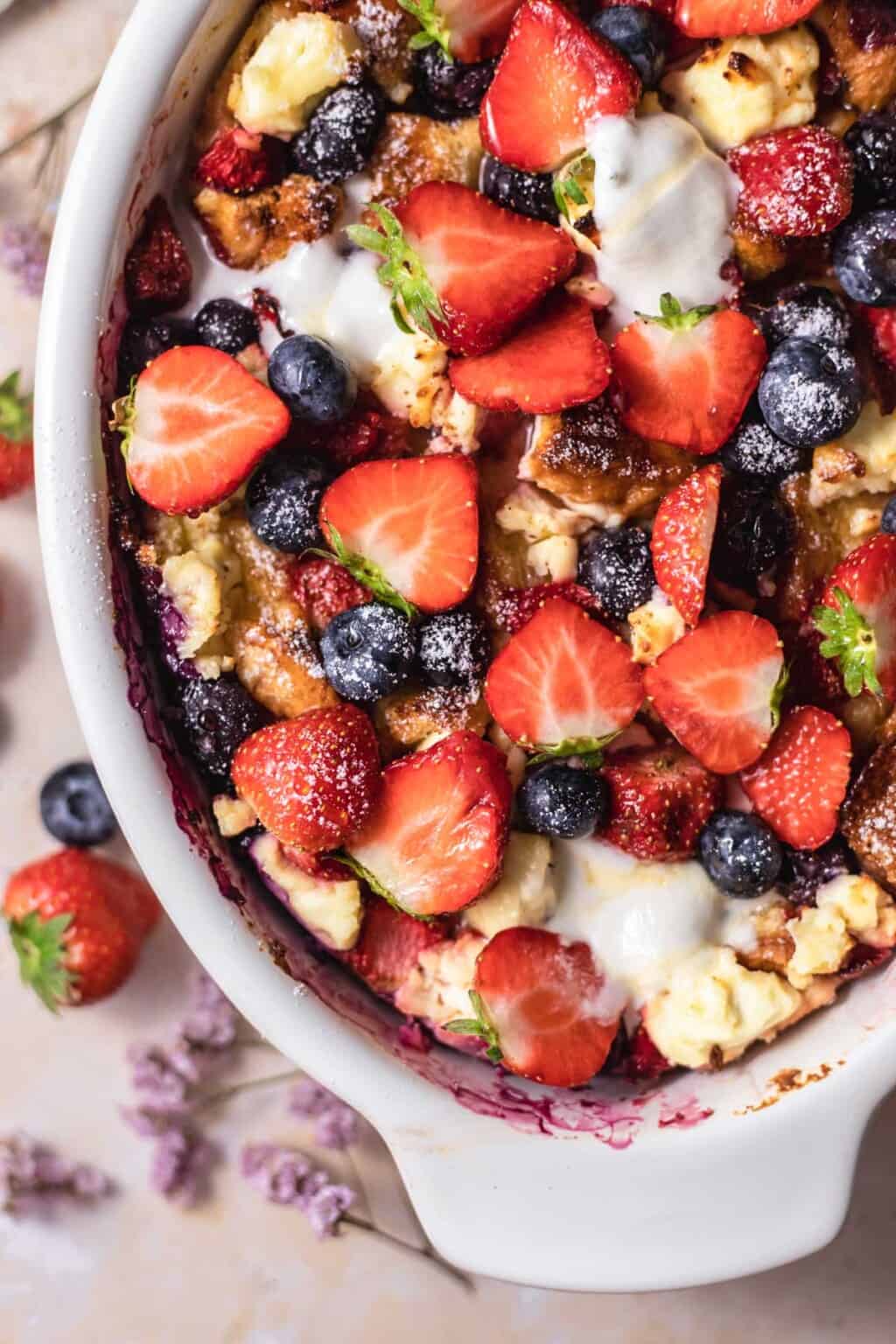 Berry Brioche Cream Cheese French Toast Bake - Food Dolls