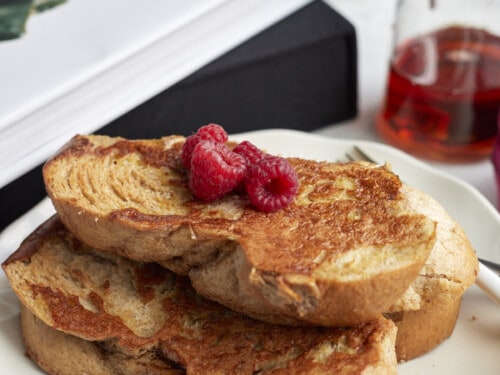 Sheet pan french toast with whipped lemon ricotta and juicy