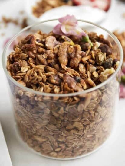 a jar of easy baklava granola