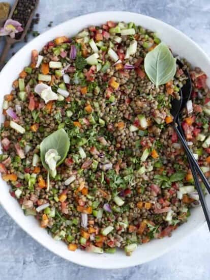 lentil salad in a bowl