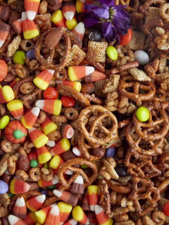 Candy Corn Snack Mix  Best Halloween Snack Mix Recipe With M&Ms