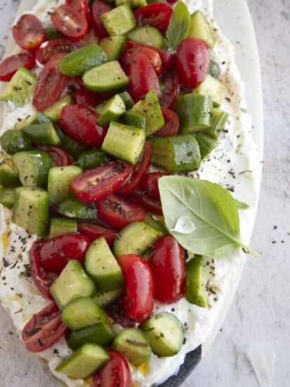 Whipped Feta with Tomato and Cucumber Salad