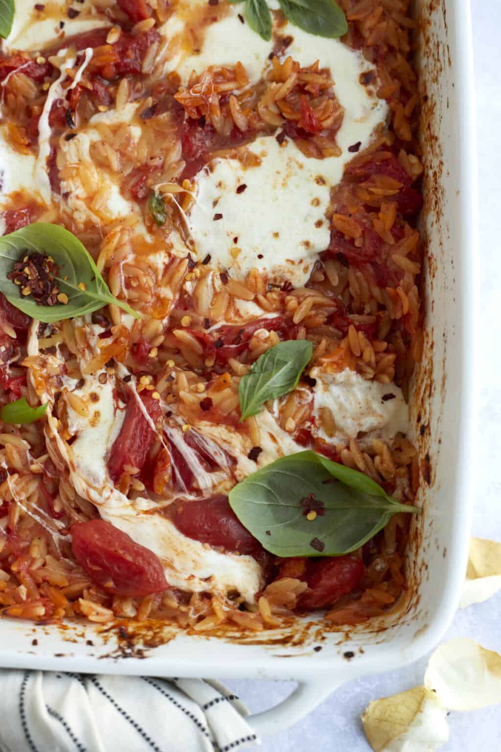 Caprese Baked Orzo Pasta