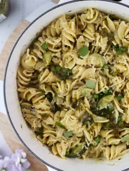 one post creamy pesto pasta