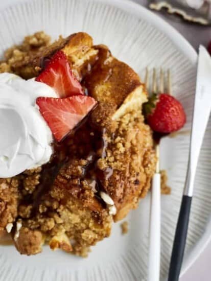 Cinnamon Crunch Bagel French Toast Casserole