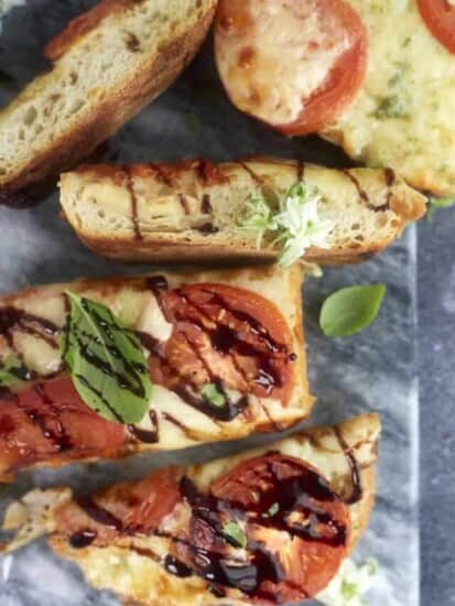 5 slices of caprese bread