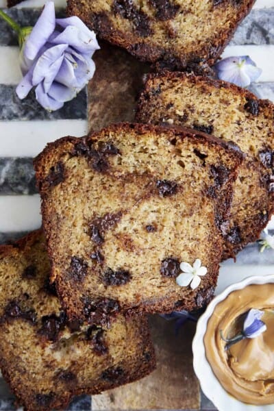 Peanut Butter Banana Bread with Chocolate Chips - Food Dolls