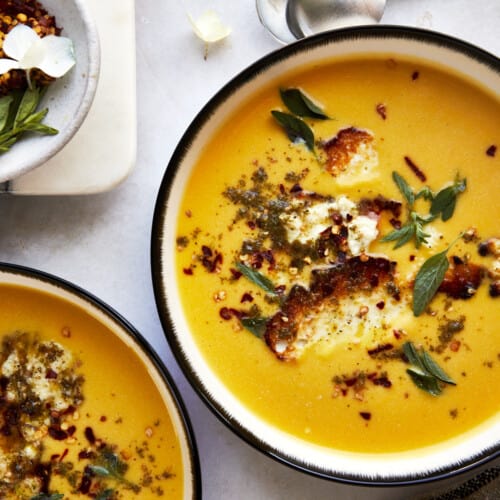 Roasted Butternut Squash Soup with Feta - Food Dolls