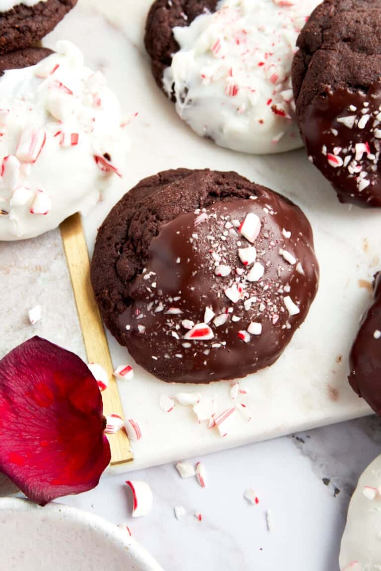 Dipped Chocolate Peppermint Cookies - Food Dolls