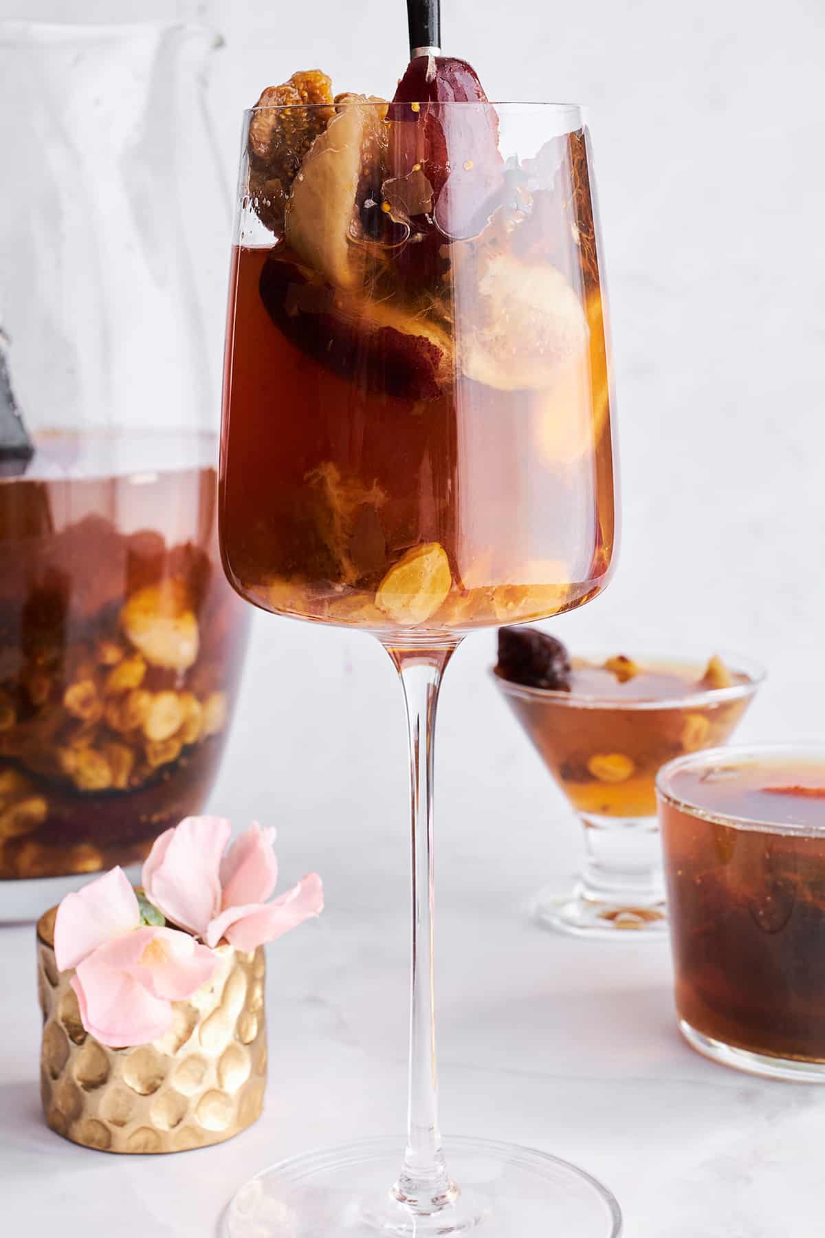 Glasses of dried fruit compote drink.