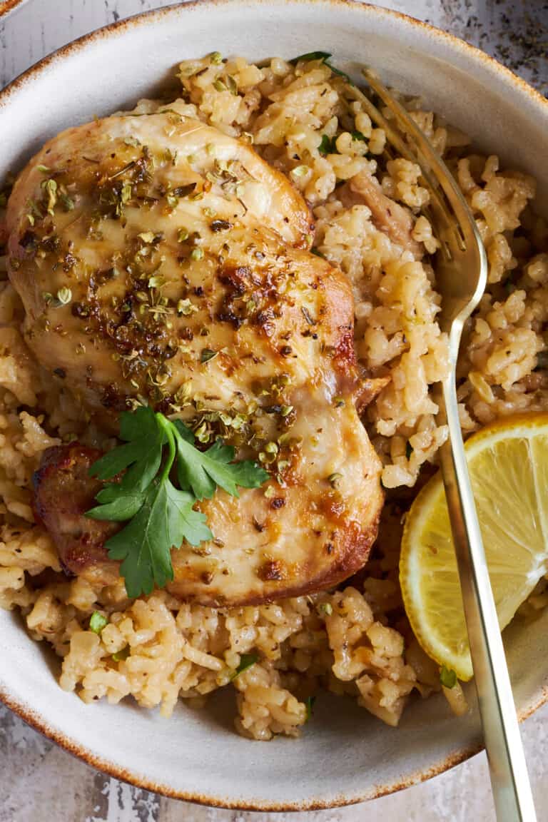 One Pot Greek Chicken and Rice - Food Dolls