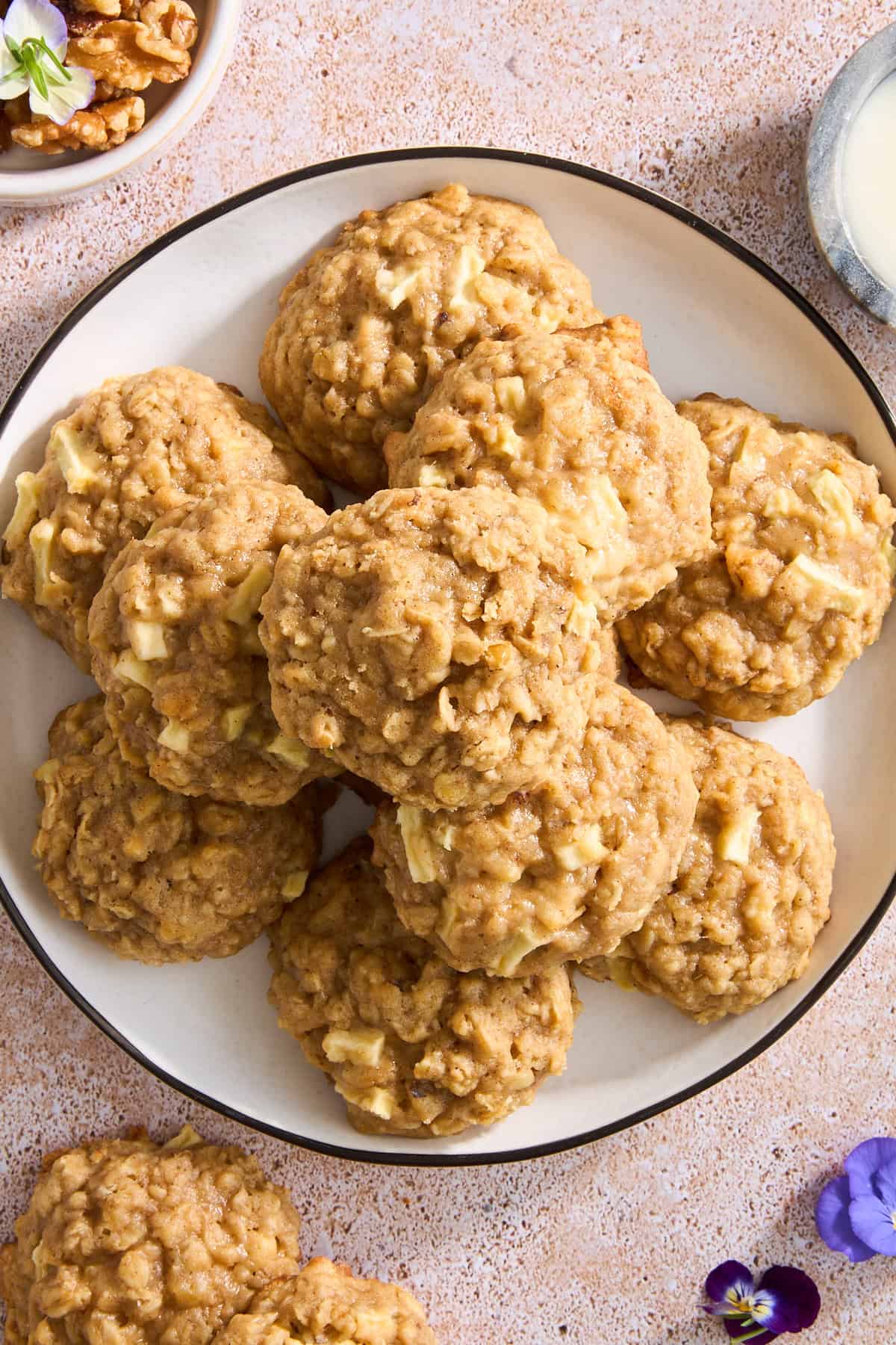 A plate of apple oatmeal cookies. 