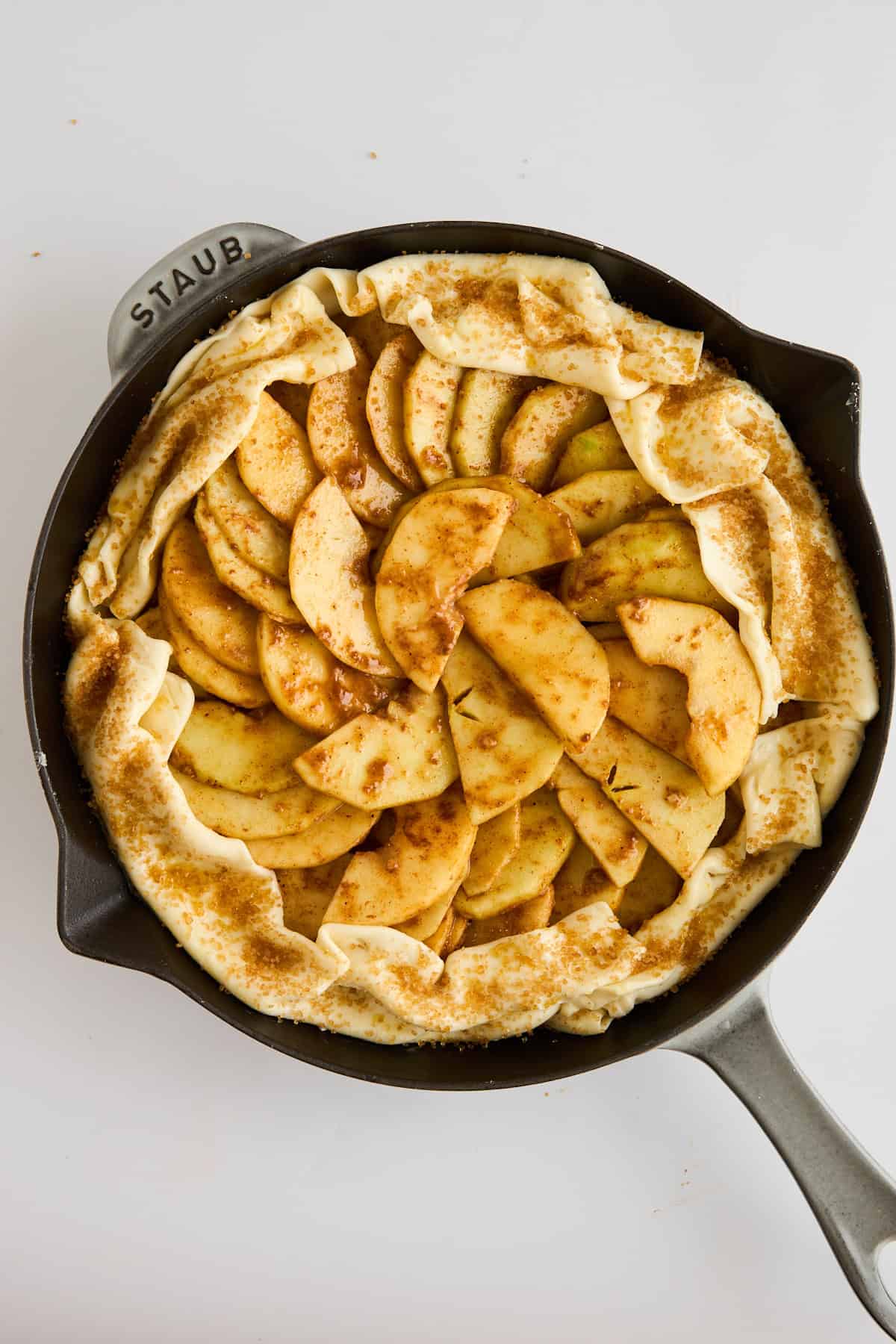 Unbaked Apple Galette with Puff Pastry. 