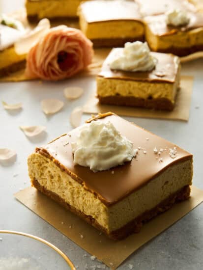 No-bake pumpkin cheesecake bars.