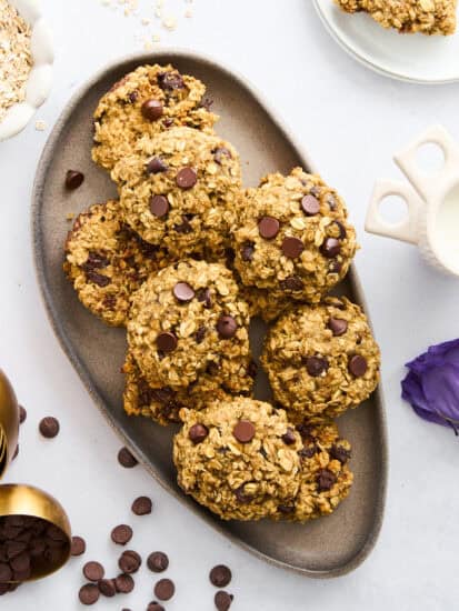 A platter of banana oatmeal cookies.