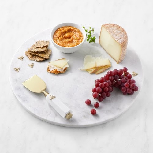 A round marble board.